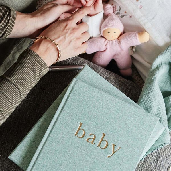 Baby Journal in Box - First Year Record Book (seafoam green)