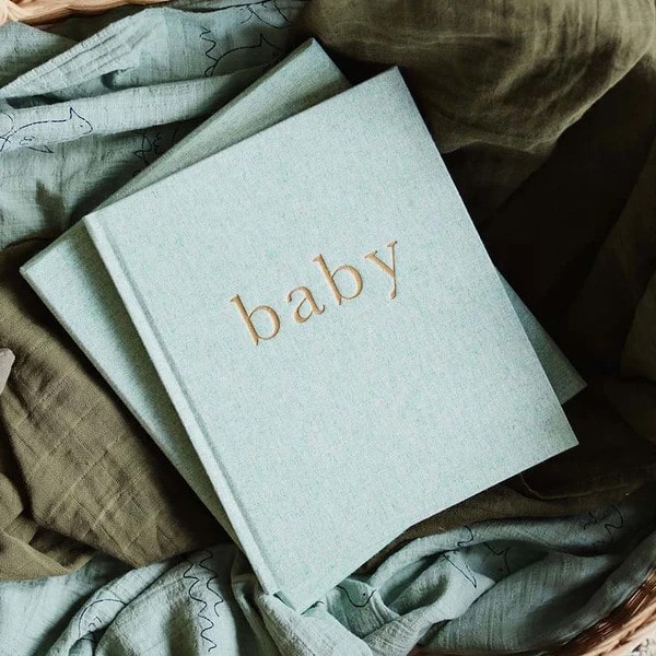 Baby Journal in Box - First Year Record Book (seafoam green)