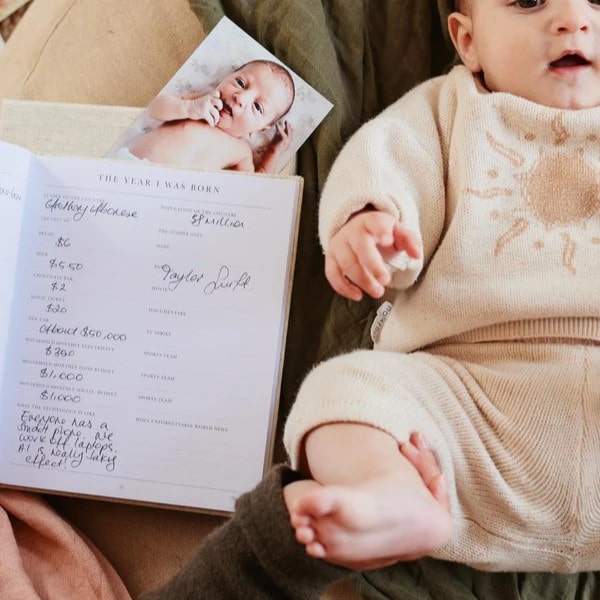 Baby Journal in Box - First Year Record Book (oatmeal neutral)