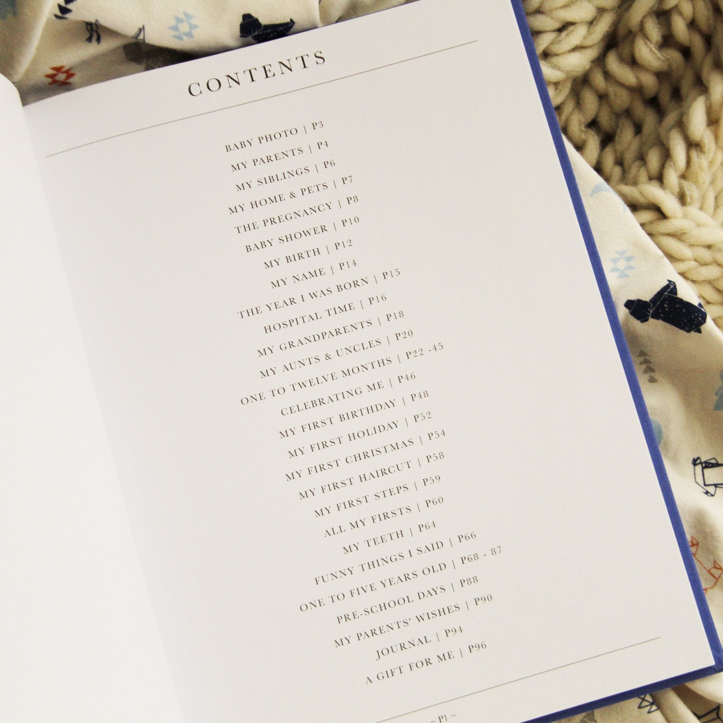 Baby journal for the first five years, recording baby milestones and memories