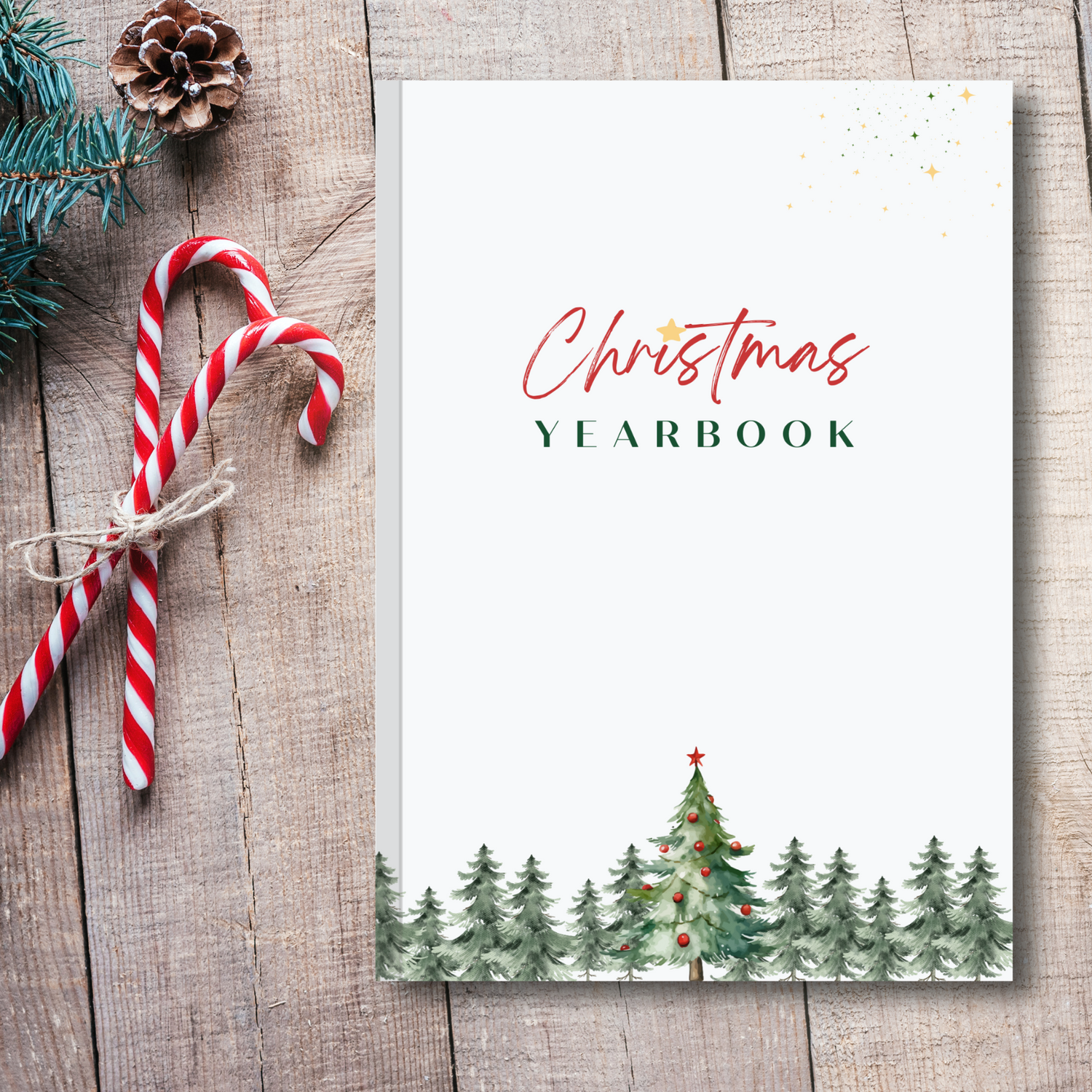 Softcover Christmas Yearbook with candy canes