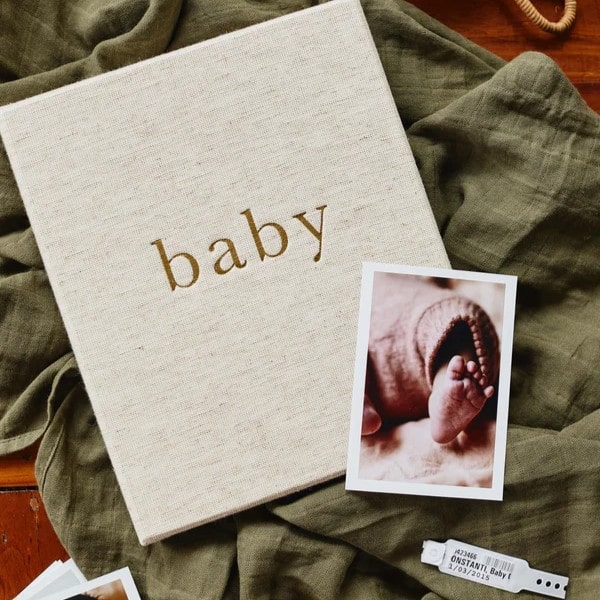 Baby Journal in Box - First Year Record Book (oatmeal neutral)