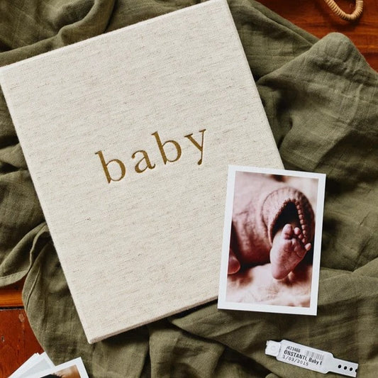 Baby Journal in Box - First Year Record Book (oatmeal neutral)