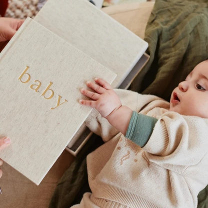 Baby Journal in Box - First Year Record Book (oatmeal neutral)