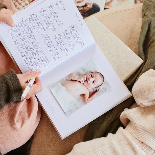 Baby Journal in Box - First Year Record Book (oatmeal neutral)