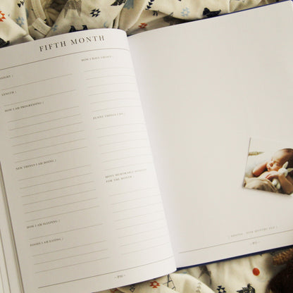 Baby journal for the first five years, recording baby milestones and memories